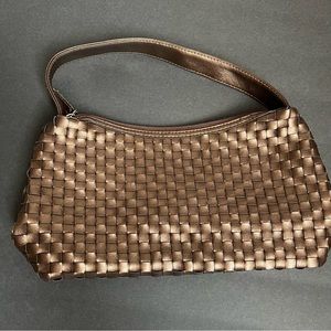 Vintage 90s 2000s Y2K metallic bronze gold braided  faux leather purse